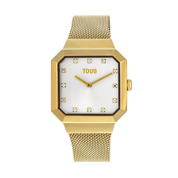 Timeless Elegance Square Gold Mesh Watch
