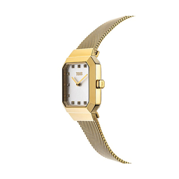 Timeless Elegance Square Gold Mesh Watch