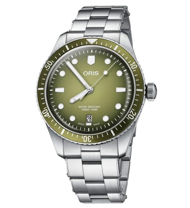 Oris Olive Green Diver's Watch, Stainless Steel