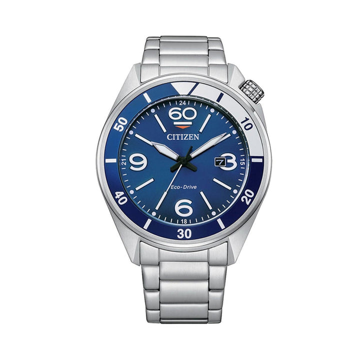 Precision Rotating Bezel Chronograph in Silver and Blue