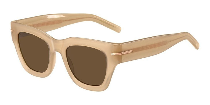 Sleek Beige Acetate Sunglasses with Brown Lenses