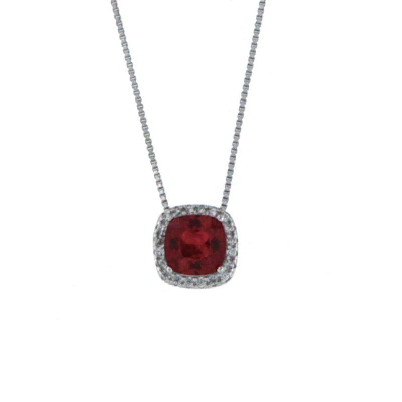 Radiant Deep Red Gemstone Pendant Necklace