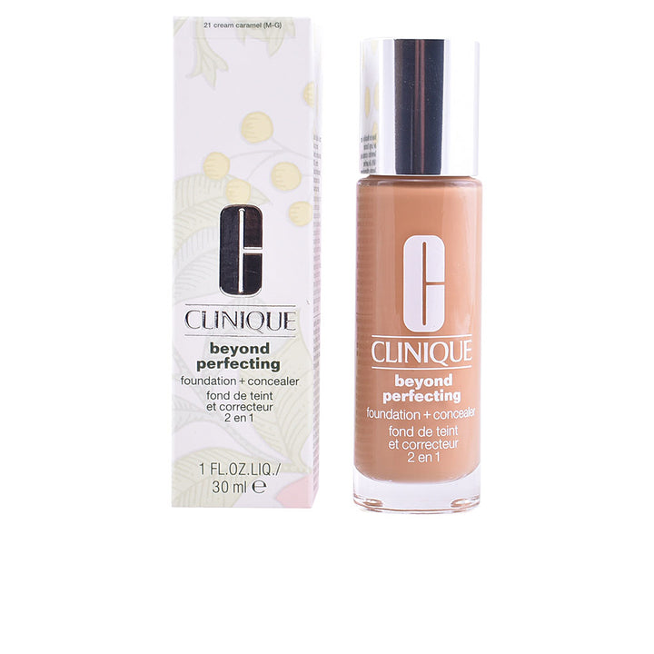 30 ml fluid foundation and concealer in shade 21‑cream caramel, pump bottle