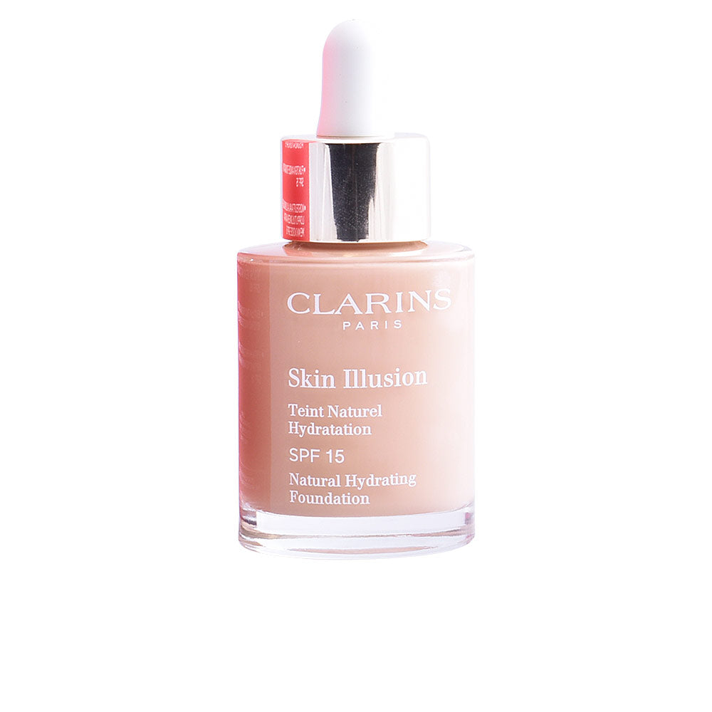30 ml bottle of hydrating fluid foundation with serum-like texture, shade 107