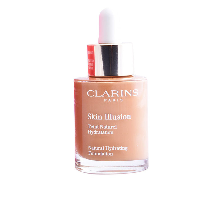30 ml bottle of hydrating fluid foundation with serum-like texture, shade 107