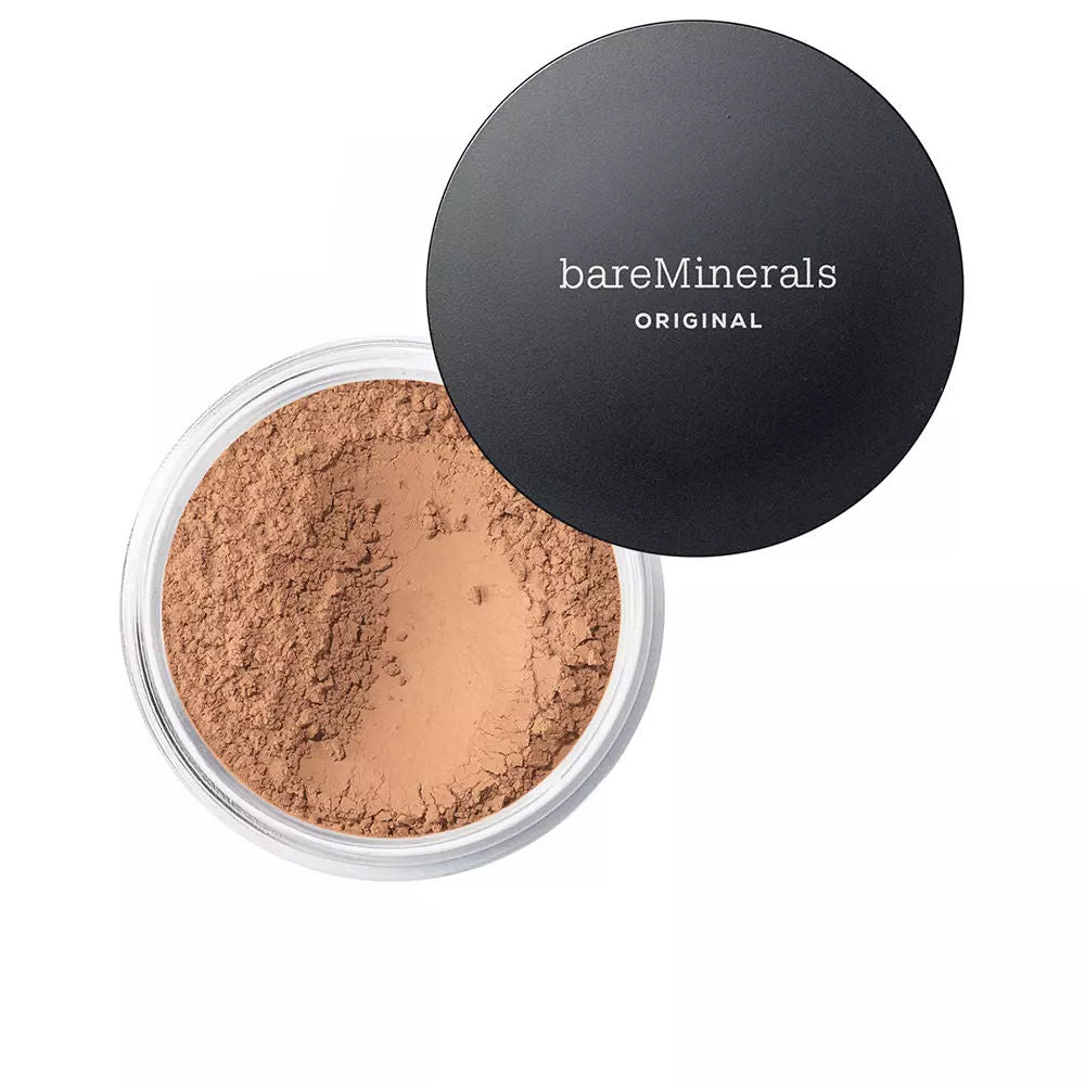 Jar of loose mineral powder foundation, shade 18‑medium tan, 8 g, SPF 15