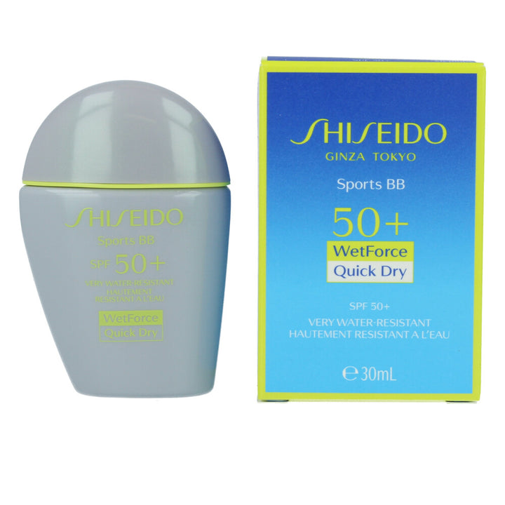 Tinted SPF50+ sports BB cream tube, medium shade, 30 ml, sweat‑resistant