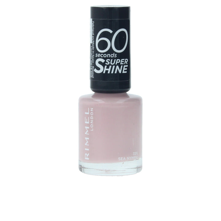 8 ml rose-pink nail polish bottle with wide precision brush, high-gloss finish