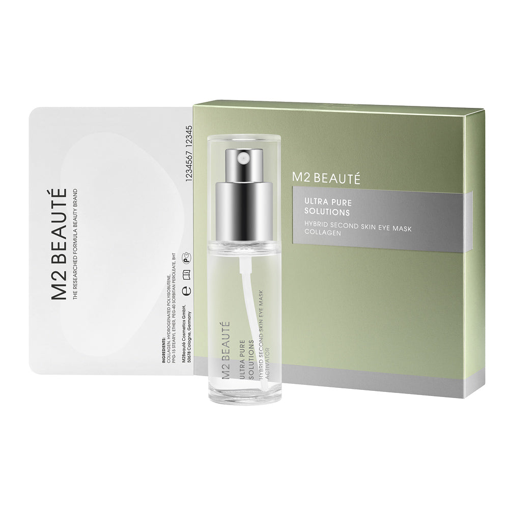 M2-beaut translucent hydrogel eye masks with activating liquid, crescent-shaped patches for under-eye coverage
