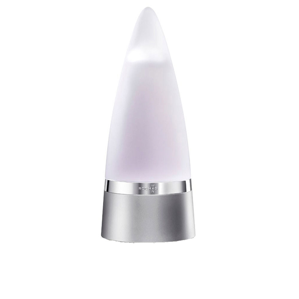 Opaque conical 100 ml perfume bottle with metallic accents, woody-oriental fragrance