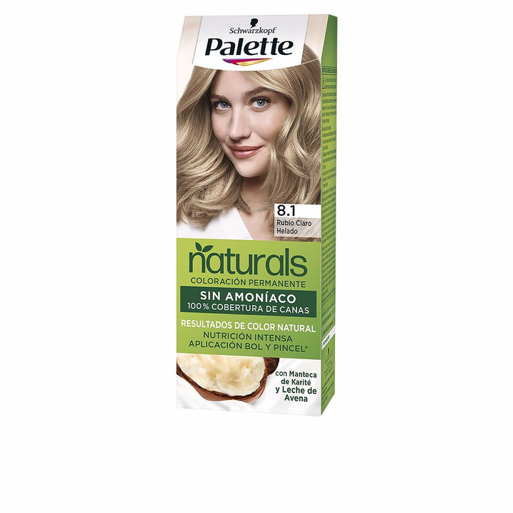Boxed permanent cream hair colour, shade 8.1 light ice blonde, bowl-and-brush kit