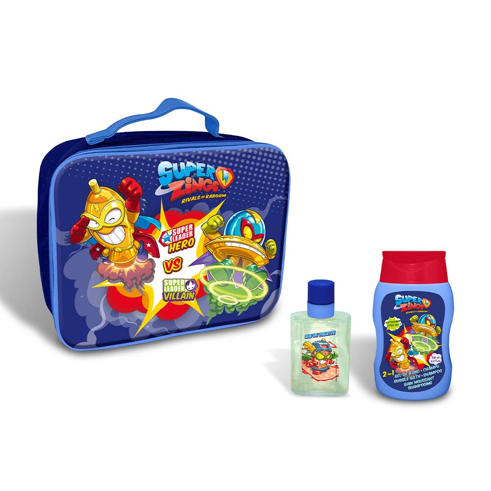 Three small Superzings fragrance bottles in a compact gift bag, Unisex children's set