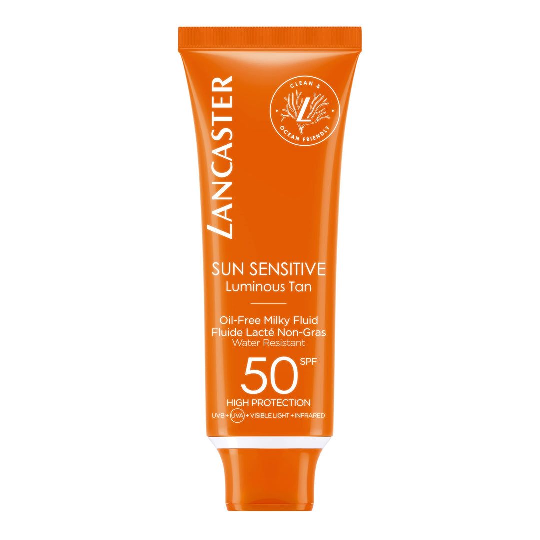 50 ml oil‑free milky SPF50 fluid in sleek bottle for sensitive Unisex skin