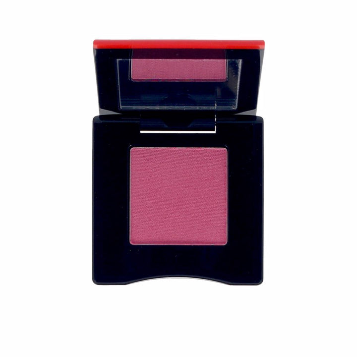 Shiseido Matte pink powder eyeshadow in square black compact with hinged lid and built-in mirror, plastic case