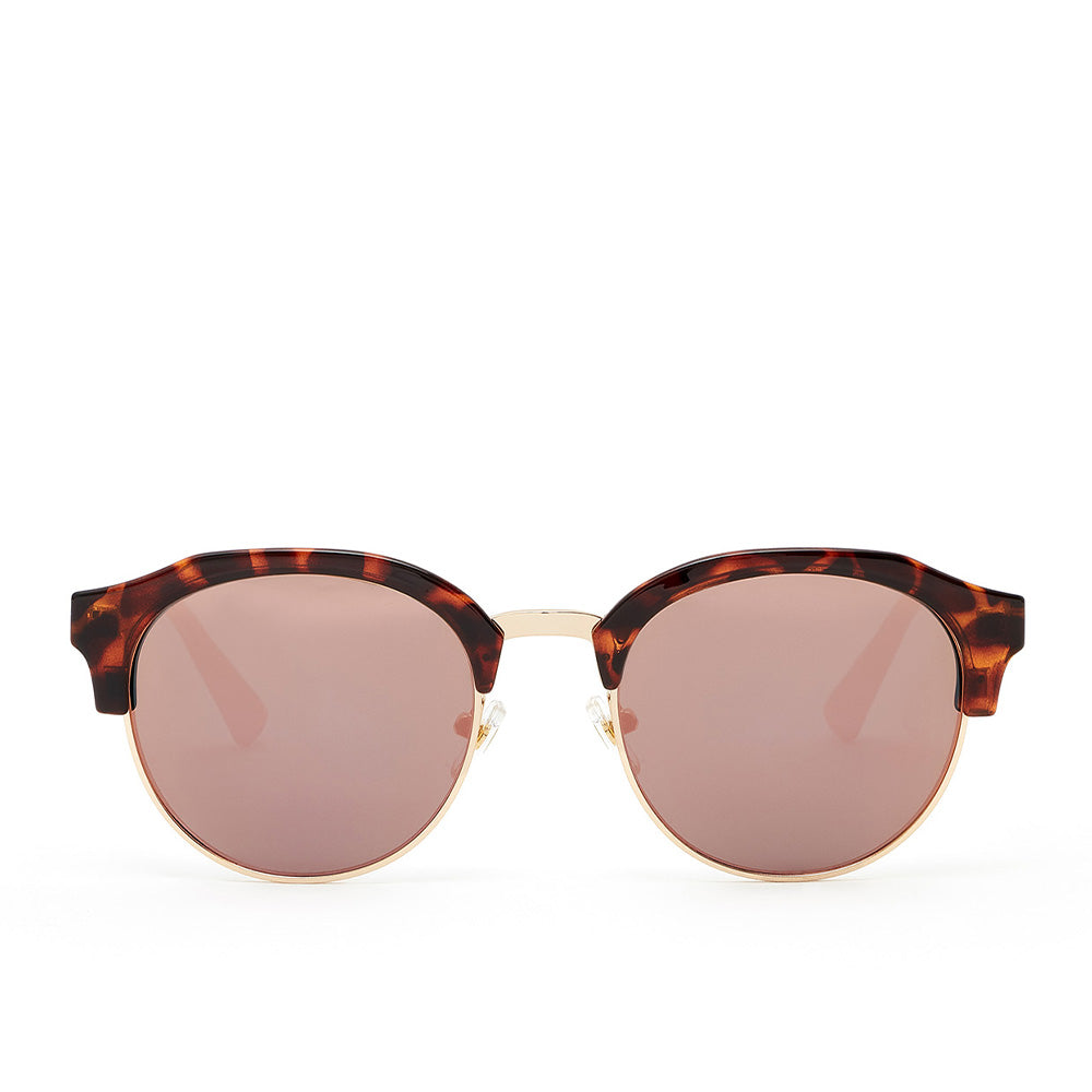 Unisex pantos sunglasses with TR90 matte frame and stainless‑steel rim, round brown lenses