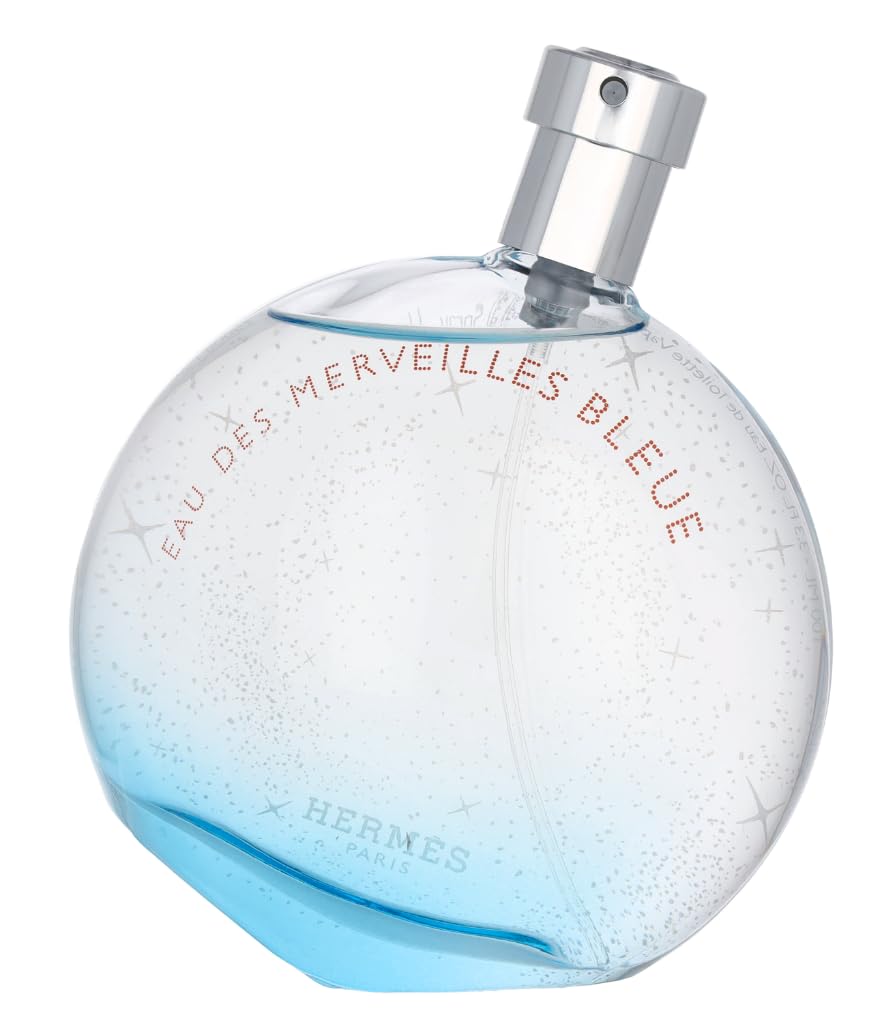 Faceted glass 100 ml blue-tinted eau de toilette bottle, marine-amber scent for Women