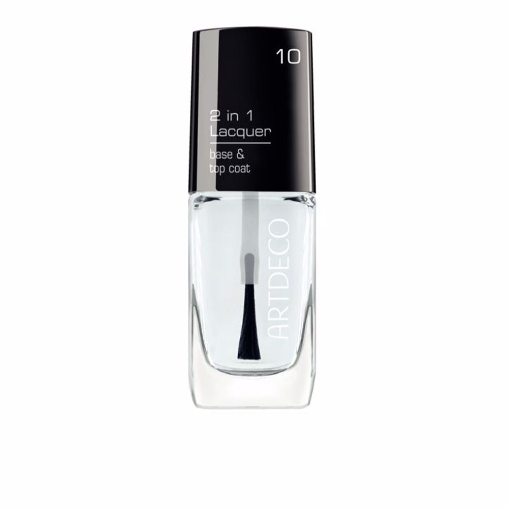 Small clear 10 ml dual base and top coat bottle, glossy finish