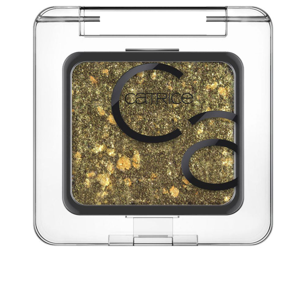 Single compact pressed eyeshadow in warm golden leaf, 2.4 g, satin-metallic finish