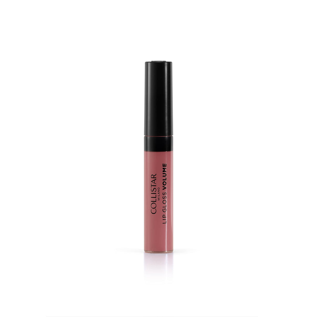 7 ml dusty-rose volumising lip gloss with soft pad applicator, glossy finish