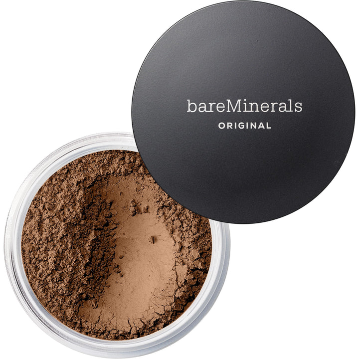 Loose mineral powder foundation in 29-neutral deep, 8 g jar with soft luminous finish