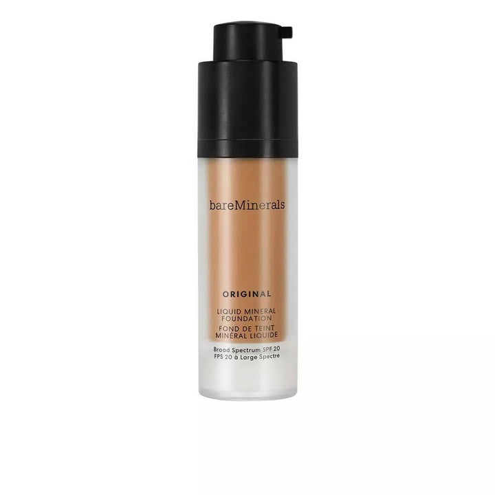 30 ml pump bottle of lightweight mineral liquid foundation, shade 23-medium dark