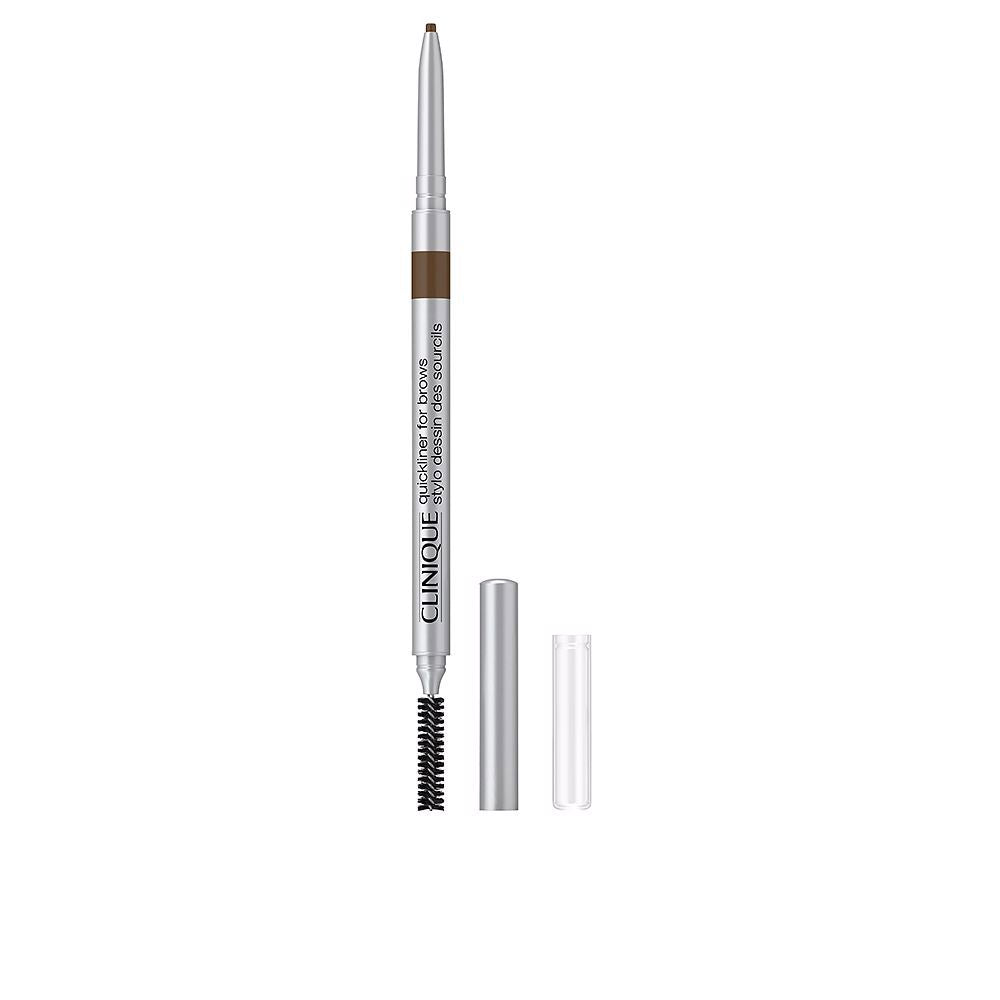 Slim twist-up eyebrow pencil in deep shade, ultra-fine tip visible
