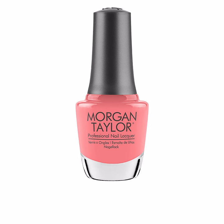 15 ml glass bottle of deep red professional nail lacquer with curved brush