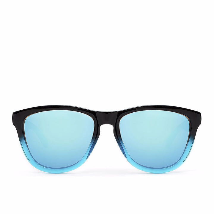 Square fusion clear blue plastic sunglasses, 54 mm lenses, Unisex