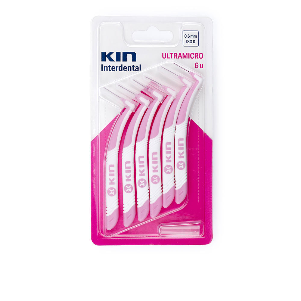 Six ultramicro interdental brushes, 0.6 mm head, angled handles, Tynex® filaments