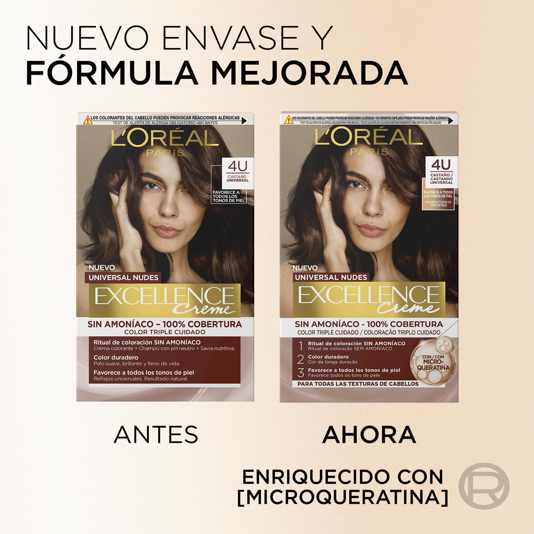 Tube and developer bottle of Universal Nudes creme hair colour, darkest brunette shade