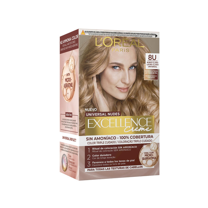 Tube of universal nude cream hair colour, light blonde shade, five-pack