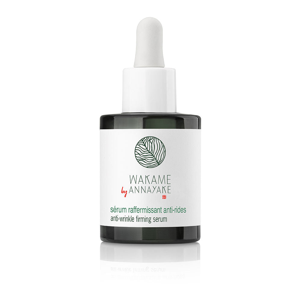 30 ml clear gel‑serum bottle labelled Wakame firming anti‑age serum for Women