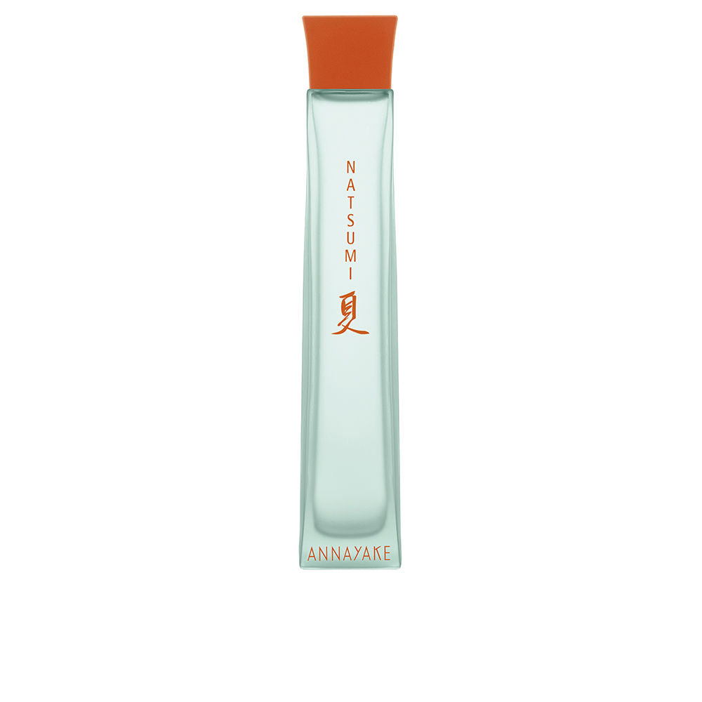 Clear glass perfume bottle labelled Natsumi, 100 ml, fruity floral eau de toilette for Women