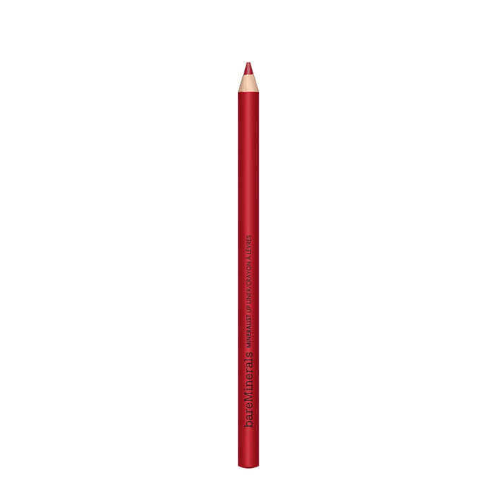 Slim recycled-wood lip pencil in Treasured Red, creamy matte finish, 1.3 g