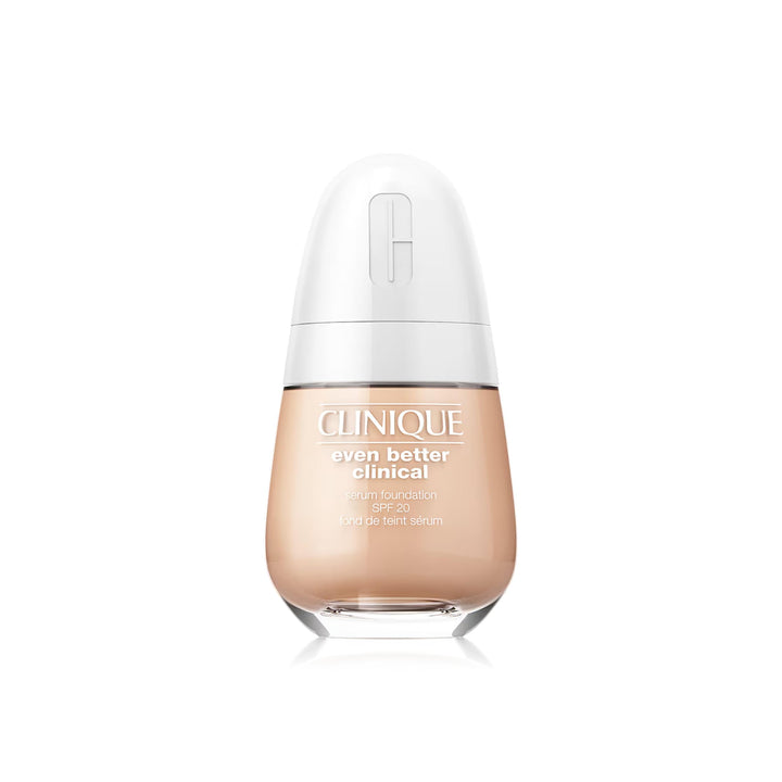 30 ml glass bottle of serum-infused liquid foundation in shade Alabaster, pump dispenser