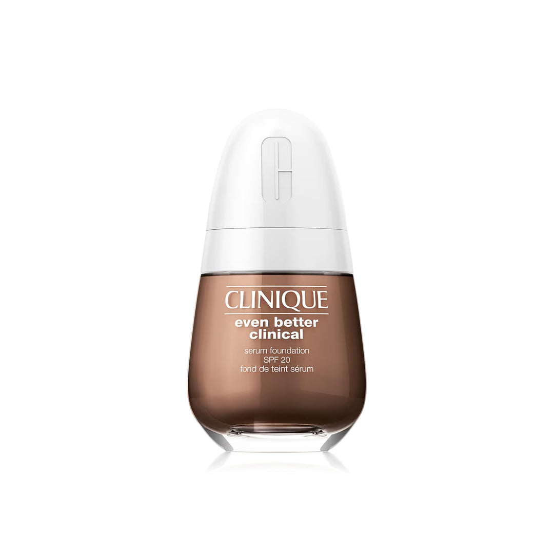 30 ml glass bottle tinted foundation in espresso shade with pump, recyclable packaging