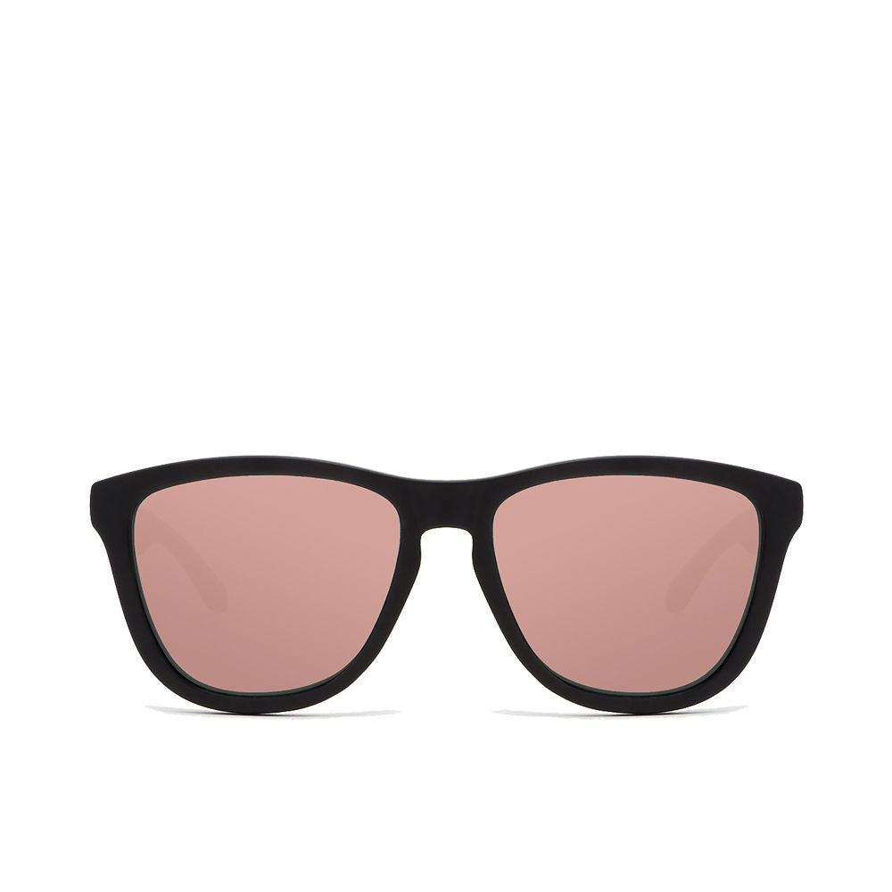 Square black nylon Unisex sunglasses with polarised lenses and rose-gold accents