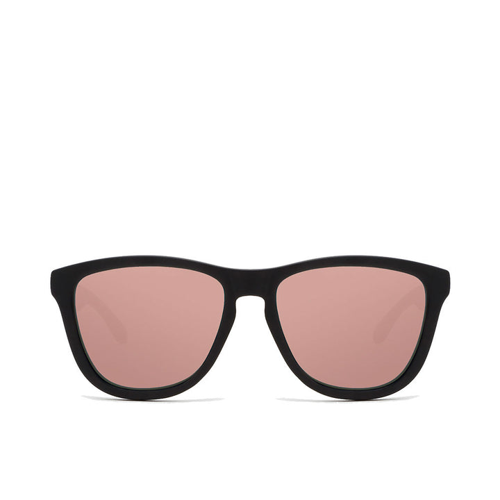 Square black nylon Unisex sunglasses with polarised lenses and rose-gold accents