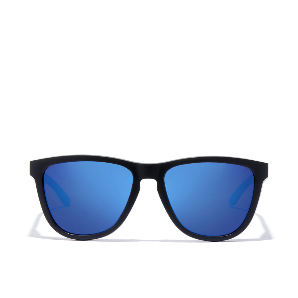 Unisex square black sky acetate sunglasses with polarised lenses, 55.7 mm
