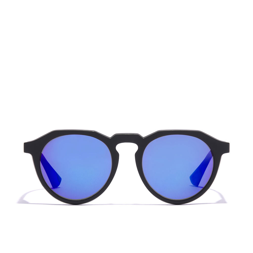 Round carbon black nylon sunglasses with polarised lenses, 52 mm lens