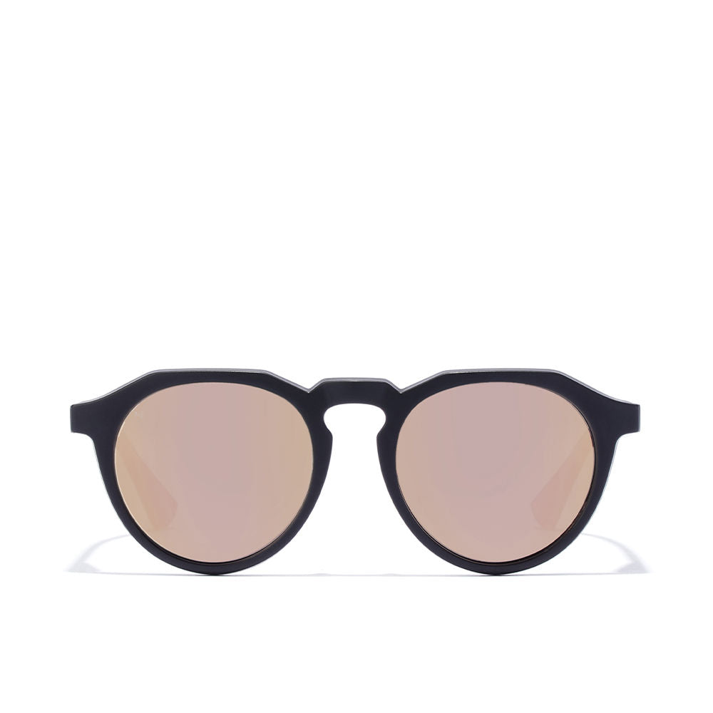 Round carbon black nylon sunglasses with polarised lenses, 52 mm lens