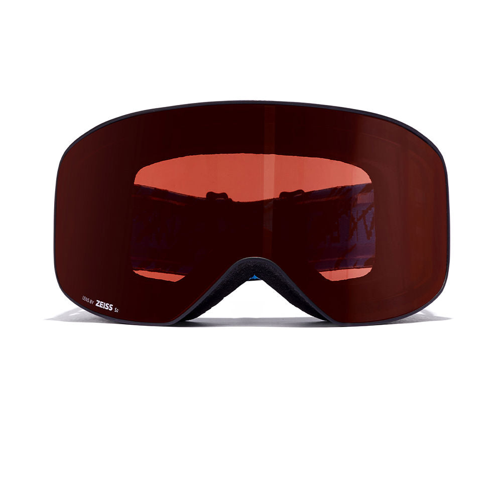 Hawkers Ski goggles with large curved dark red single lens, foam nose padding, visible strap and lens branding