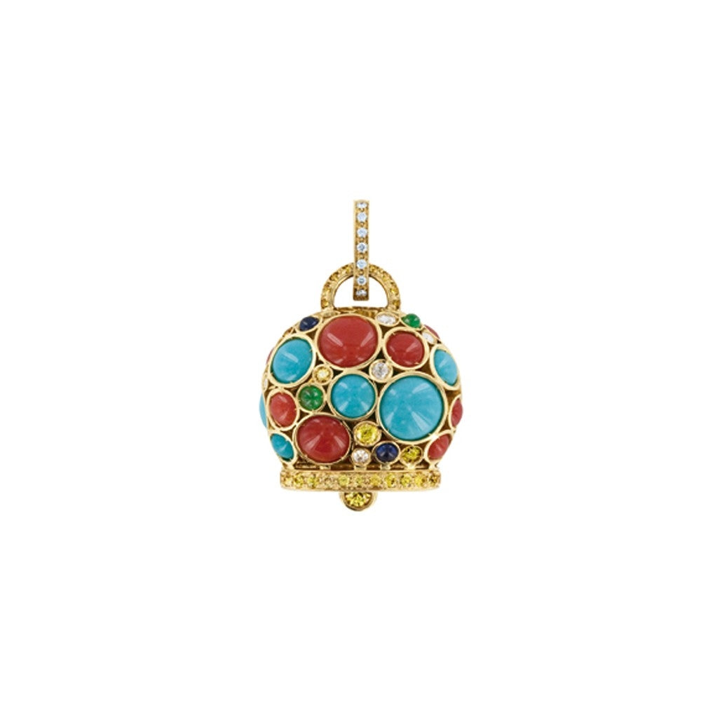 Vibrant Enamel Pendant Charm with Multicolor Gemstones