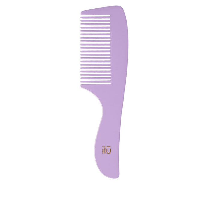Slim bamboo comb with fine teeth in soft orange, single-piece construction