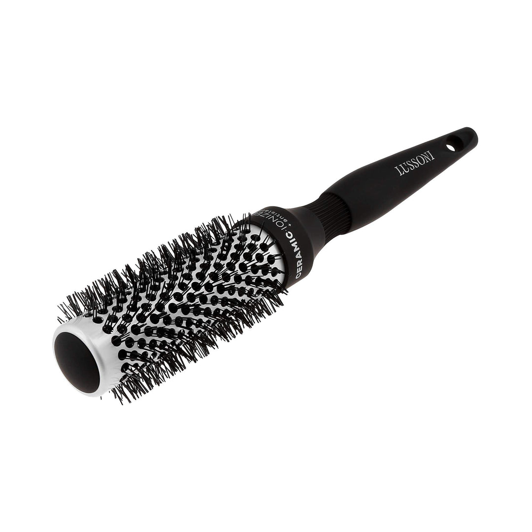 33 mm ceramic round styling brush with nylon bristles and lightweight handle