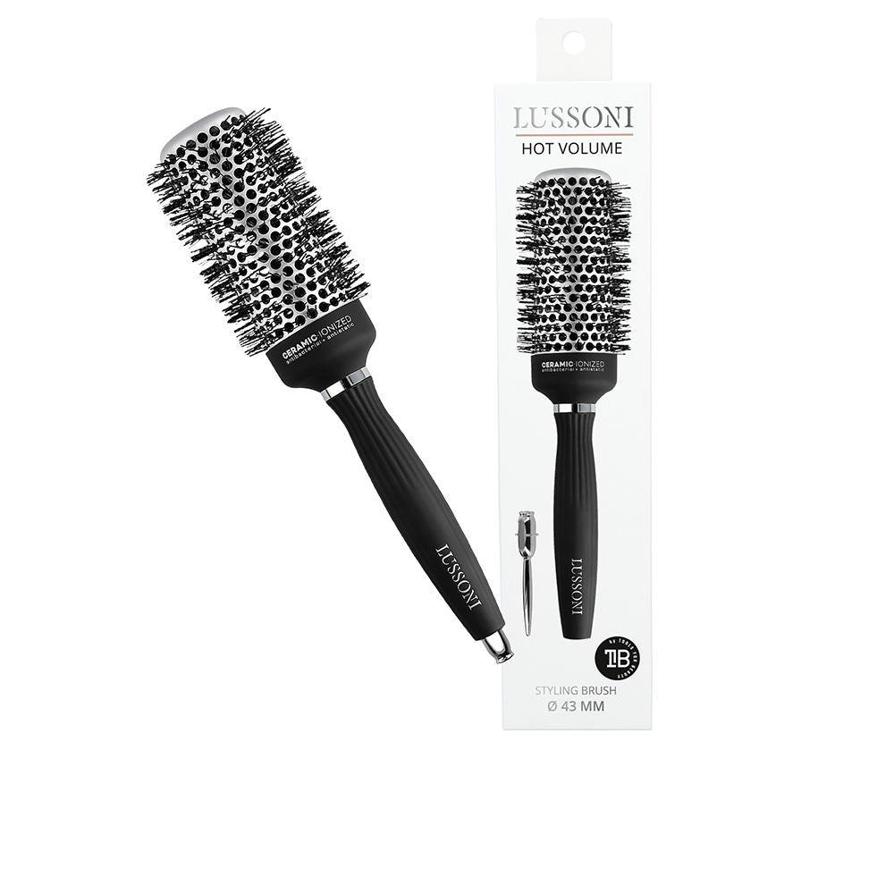43 mm ceramic round styling brush with wavy nylon bristles and removable tail-pin