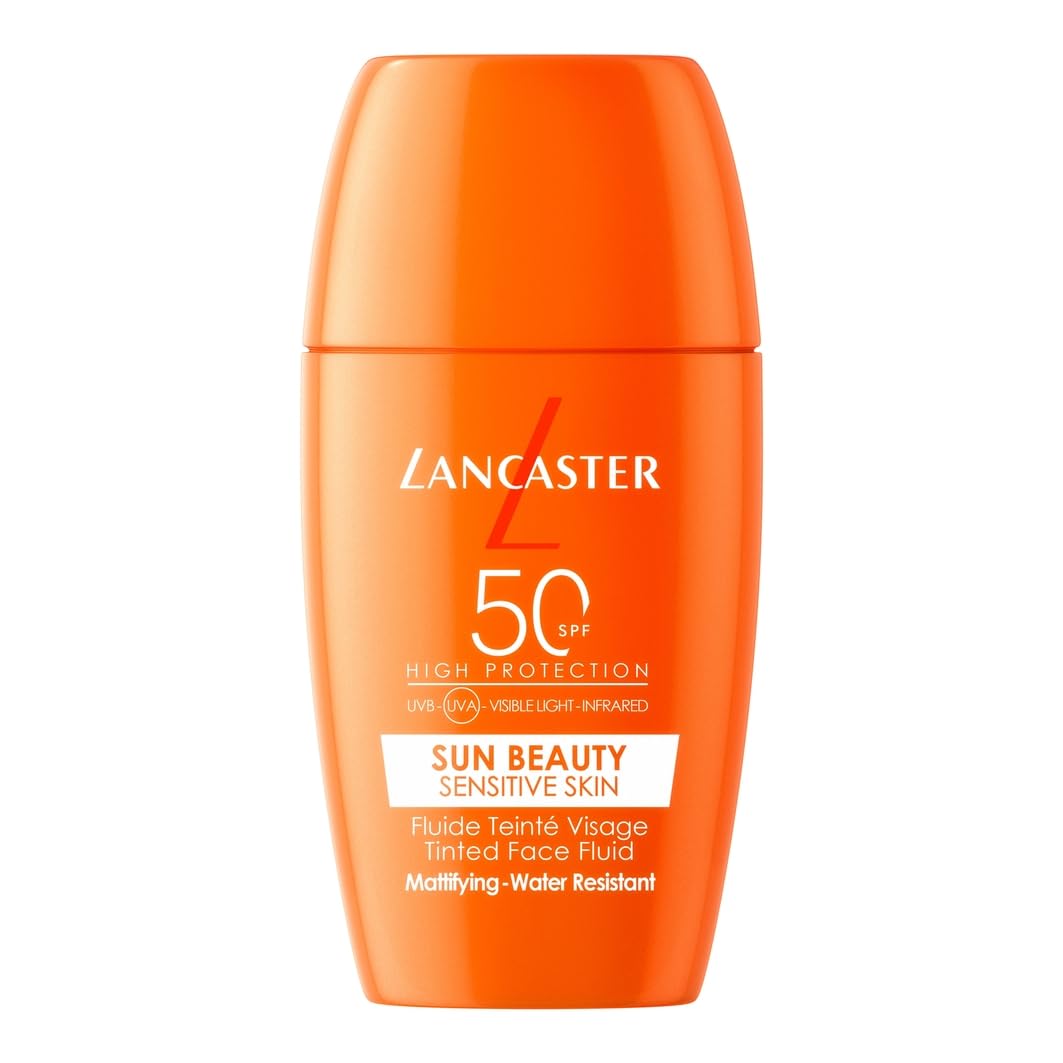 30 ml tinted mattifying SPF 50 fluid bottle, dry tinted finish, Unisex