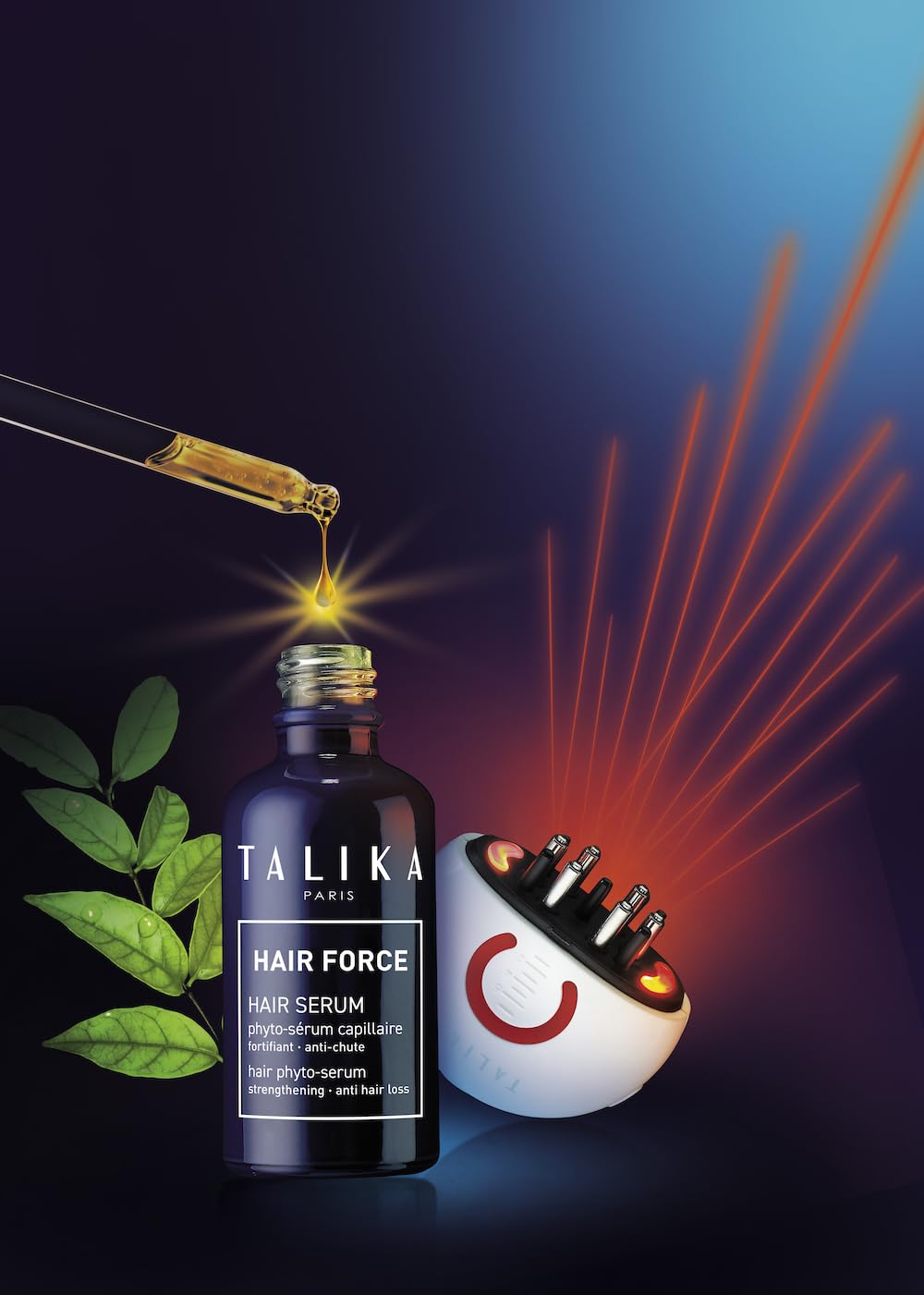 Serum bottle and comb‑style LED booster for Women, peptide hair loss set