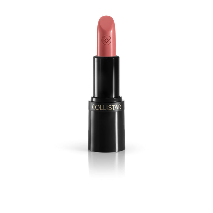 Satin-finish rosy-pink lipstick in black recyclable tube, 3.5 g