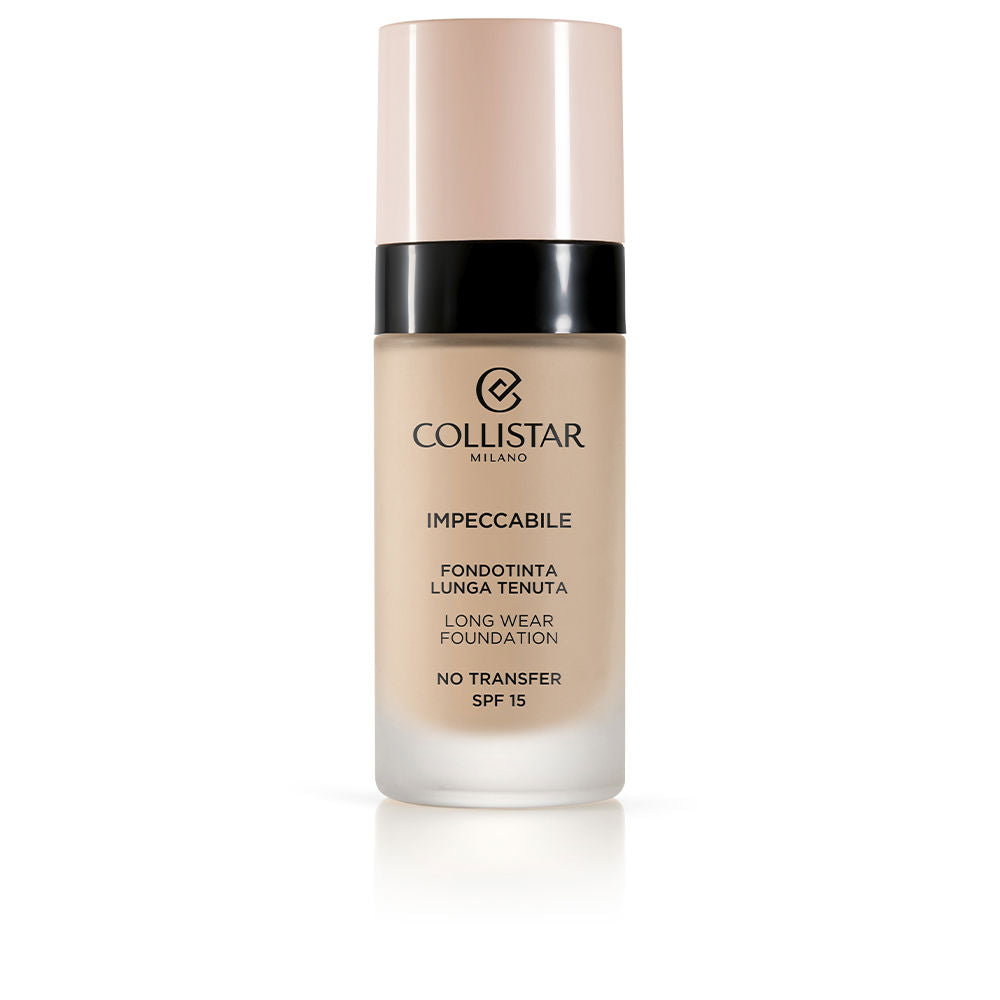Glass tube of liquid foundation, 30 ml, lightweight matte finish, SPF 15